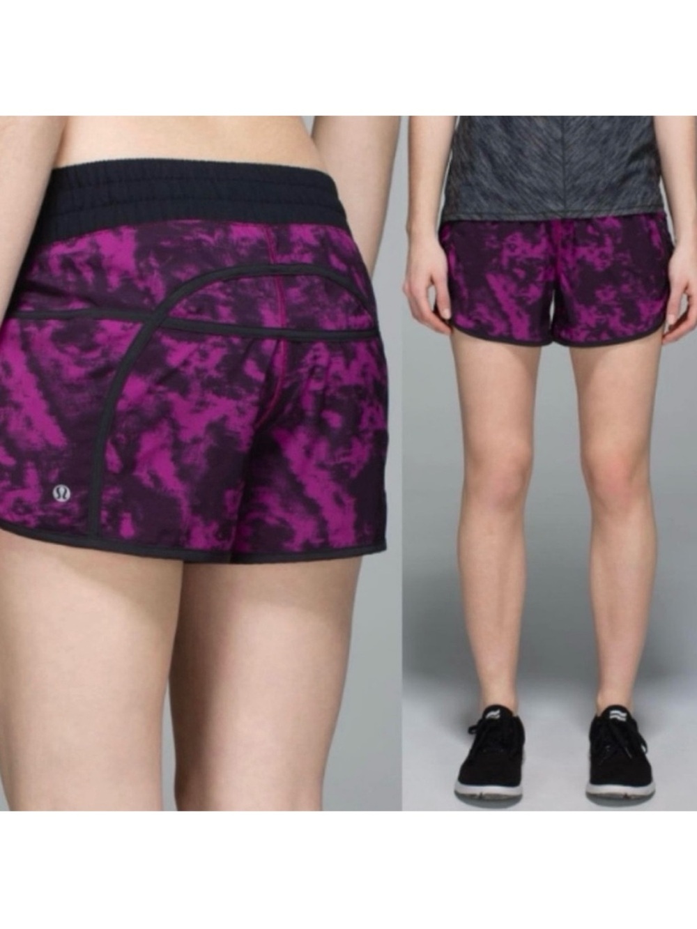 Lululemon Tracker Short III 4-way Stretch In Plum Black/Black Size 12
